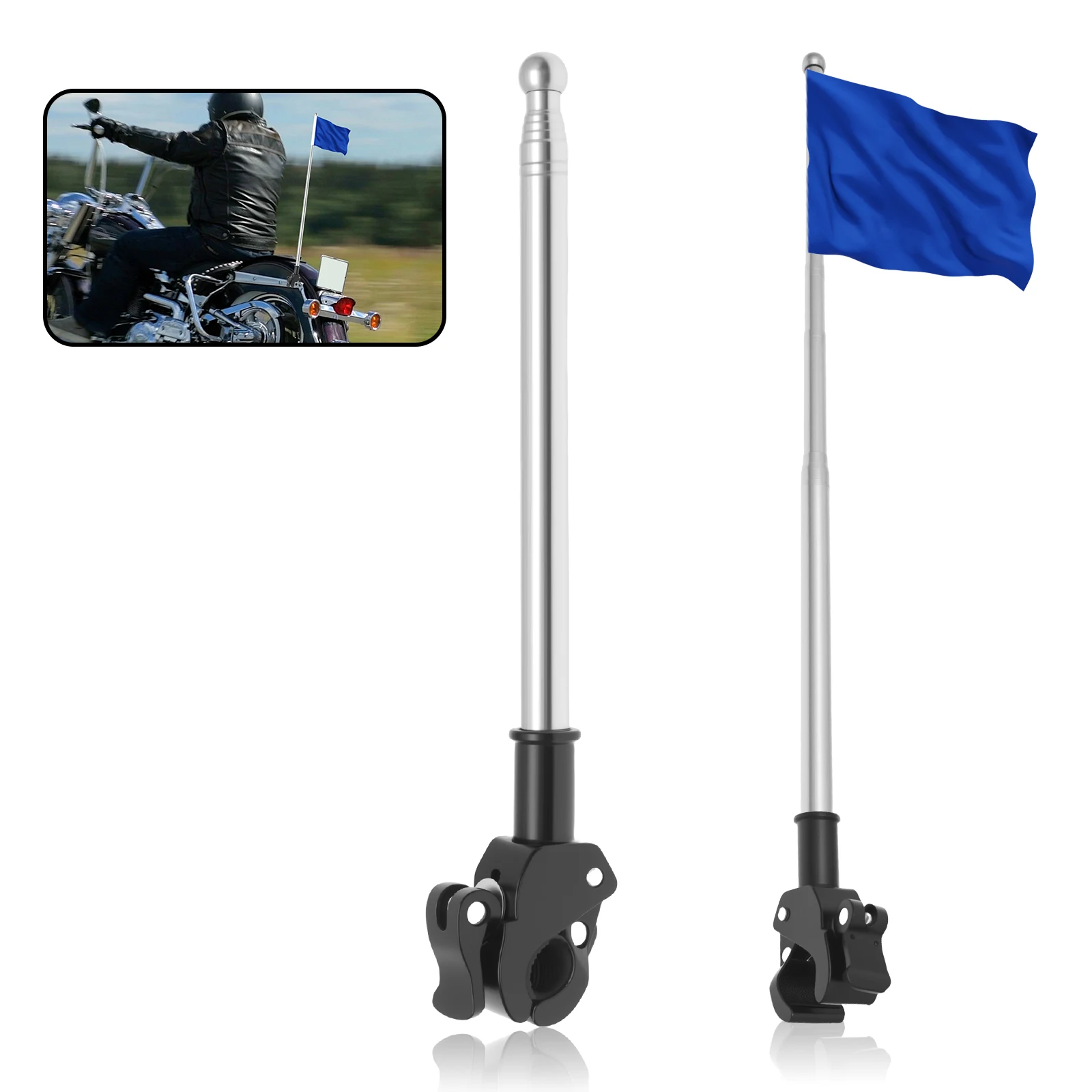 2Pcs Motorcycle Flagpole Unive - Cycling Gear Shelf のレビューと価格