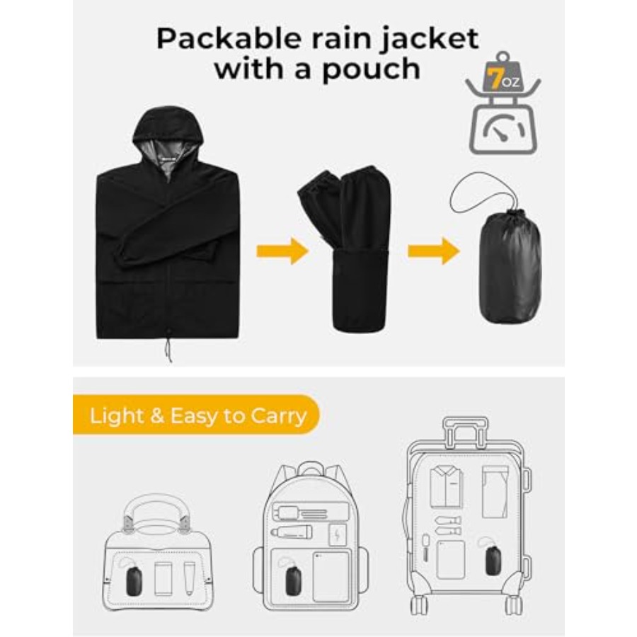 Mens Packable Rain Jacket Ligh - Cycling Gear Jacket のレビューと価格