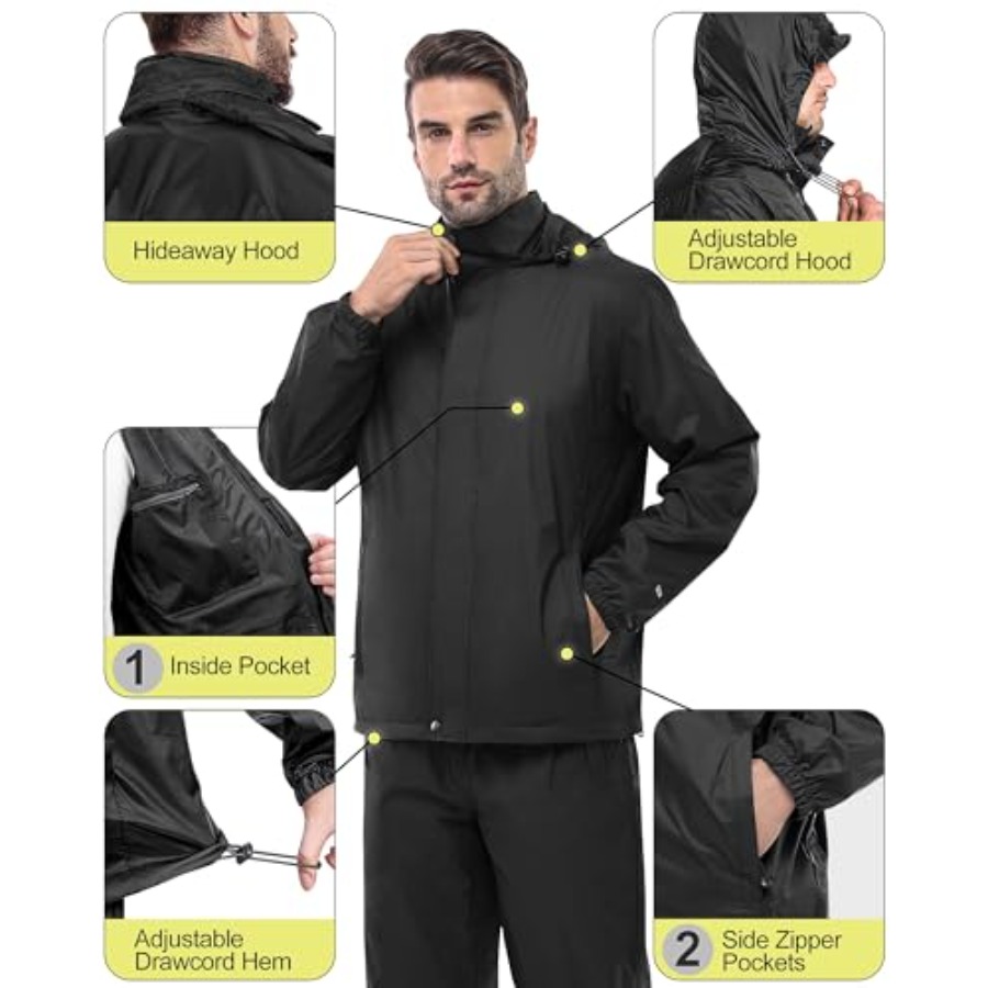 Men's Rain Suit Packable Water - Cycling Gear Jacket のレビューと価格