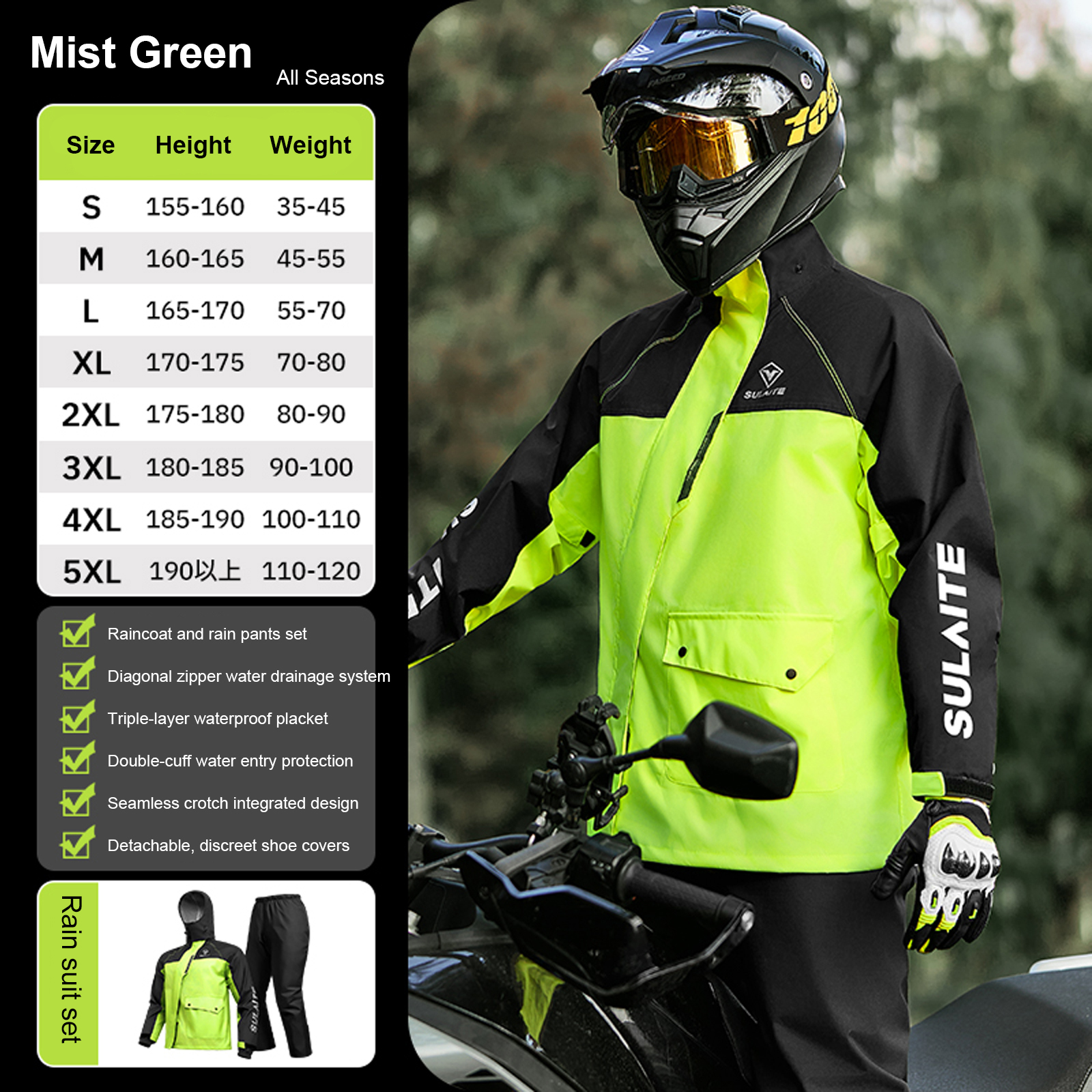 Motorcycle Rain Suit for Men & - Cycling Gear For Men のレビューと価格