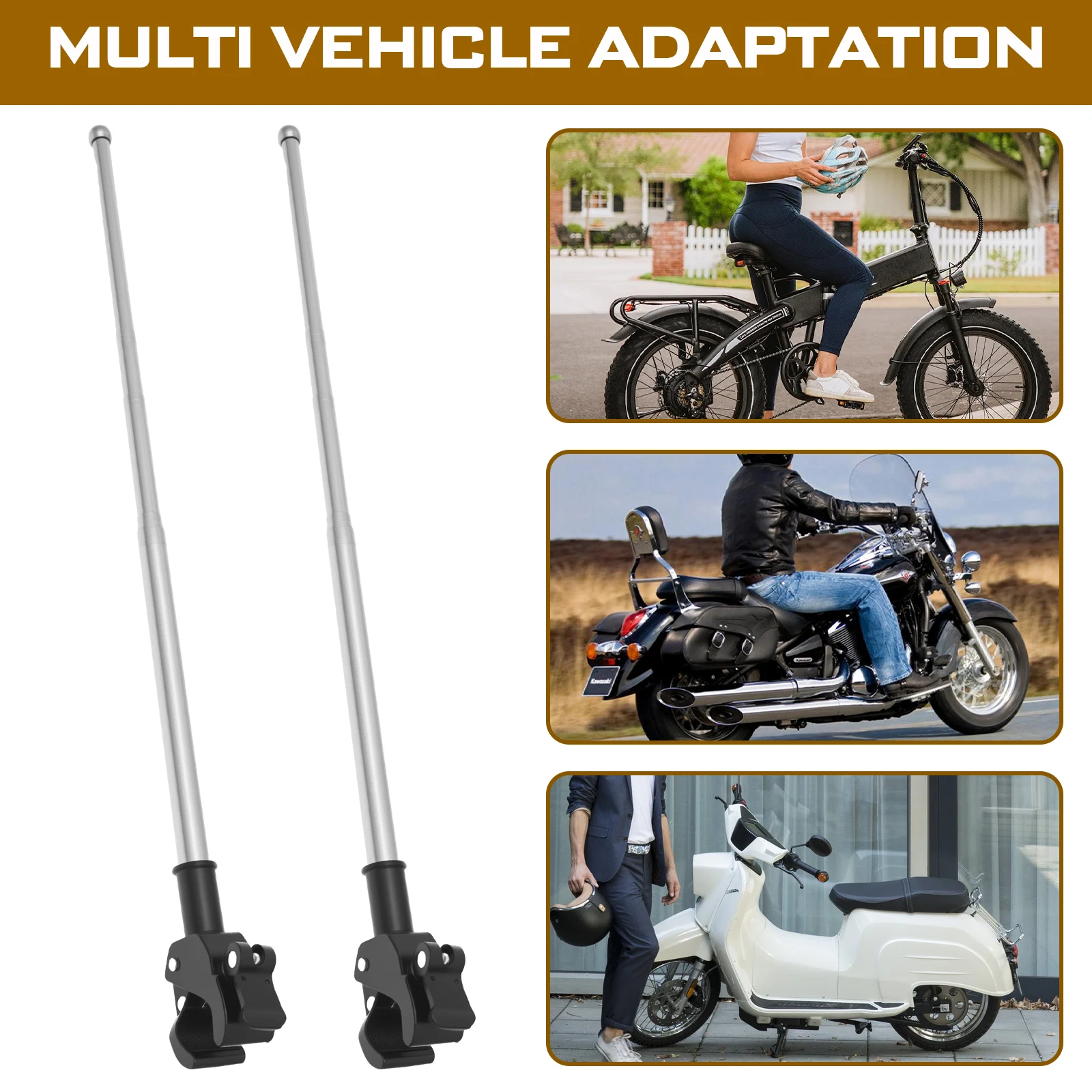 2Pcs Motorcycle Flagpole Unive - Cycling Gear Shelf のレビューと価格