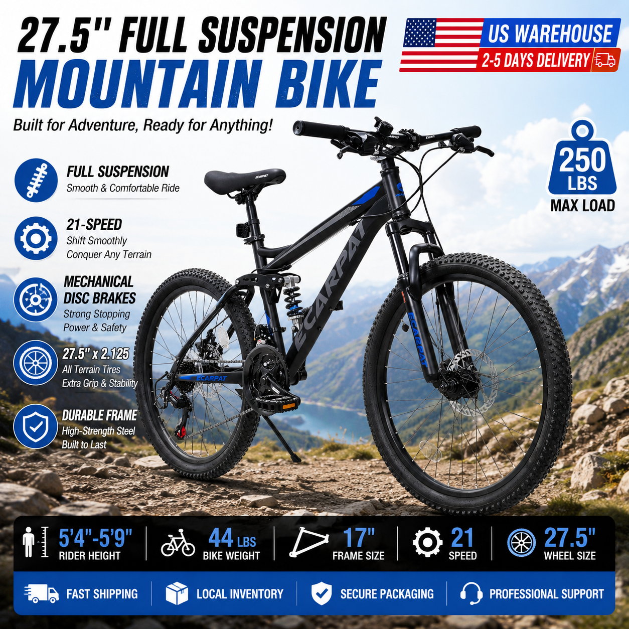 27.5 Inch Full Suspension MTB  - Carbon Bike Frame のレビューと価格