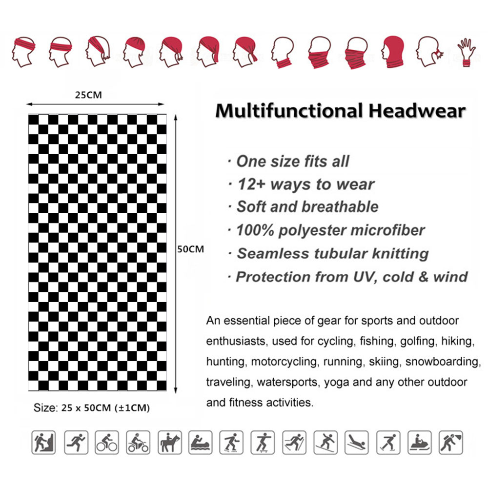 Checkered Ska Printed Headband - Cycling Gear For Men のレビューと価格